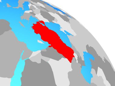 Türkiye basit mavi siyasi dünya üzerinde. 3D çizim.