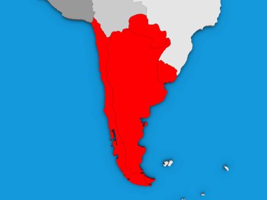 Southern Cone mavi siyasi 3d dünya üzerinde. 3D çizim.