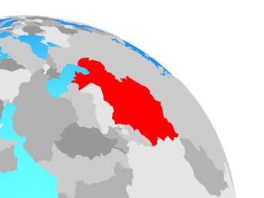 Kazakistan basit mavi siyasi dünya üzerinde. 3D çizim.