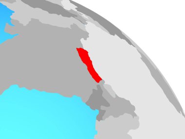 Nepal basit mavi siyasi dünya üzerinde. 3D çizim.