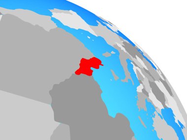 Tunus basit mavi siyasi dünya üzerinde. 3D çizim.