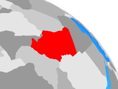 Chad basit mavi siyasi dünya üzerinde. 3D çizim.