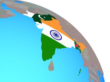 Britanya Hindistanı basit mavi siyasi dünya Ulusal bayrakları ile. 3D çizim.