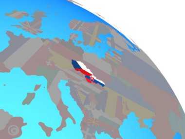 Eski Çekoslovakya basit mavi siyasi dünya Ulusal bayrakları ile. 3D çizim.