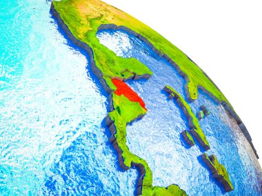 Honduras vurgulanan su ve görünür ülke sınırları ile 3d dünya modeli. 3D çizim.