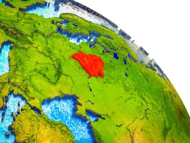 Beyaz Rusya vurgulanan su ve görünür ülke sınırları ile 3d dünya modeli. 3D çizim.