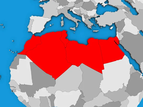 Северная Африка Голубом Политическом Глобусе Иллюстрация — стоковое фото