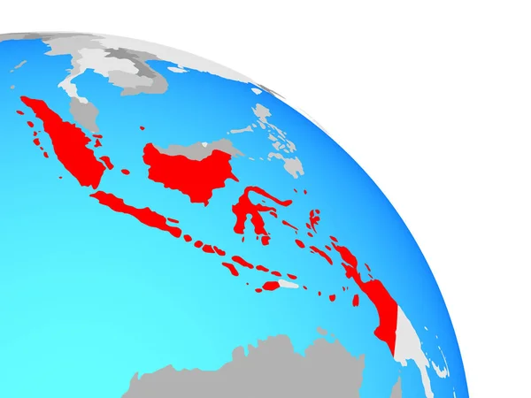 Indonesië Eenvoudige Blauwe Politieke Wereldbol Illustratie — Stockfoto