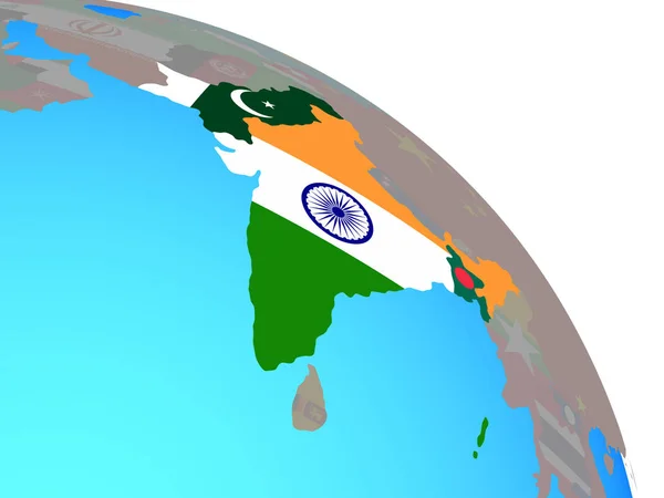 Британської Індії Національних Прапорів Простий Синій Політичних Земної Кулі Ілюстрація — стокове фото