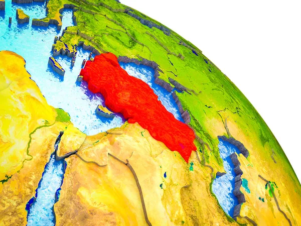 Турция Выделена Модели Земли Водой Видимыми Границами Страны Иллюстрация — стоковое фото