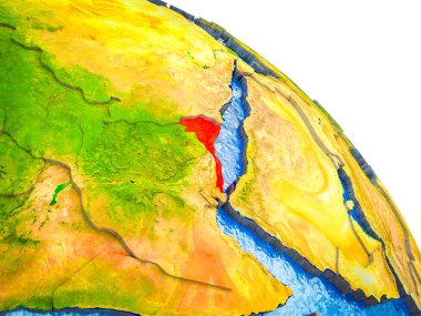 Eritre vurgulanan su ve görünür ülke sınırları ile 3d dünya modeli. 3D çizim.