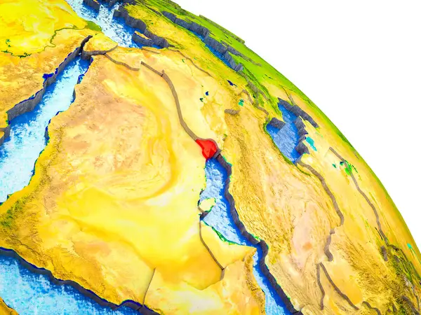 Kuwait Markeras Earth Modell Med Vatten Och Synliga Landsgränser Illustration — Stockfoto