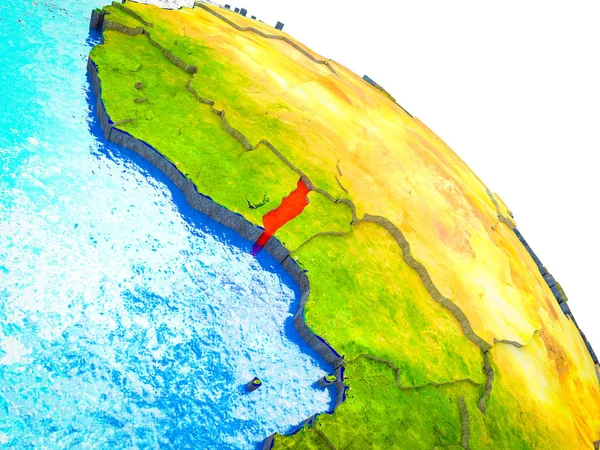 Togo Destacado Modelo Tierra Con Agua Fronteras País Visibles Ilustración —  Fotos de Stock