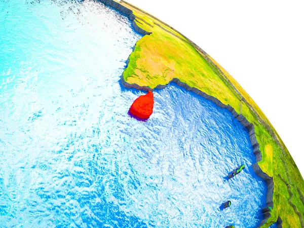 Шрі Ланка Highlighted Моделі Землі Водою Видимих Кордони Ілюстрація — стокове фото