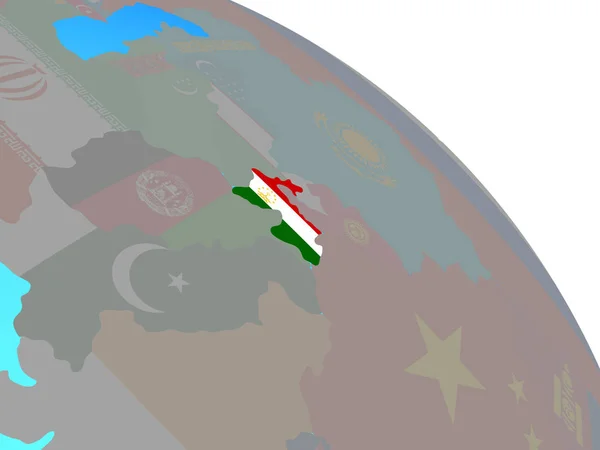 Tagikistan Con Bandiera Nazionale Semplice Globo Politico Blu Illustrazione — Foto Stock