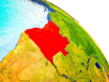 Angola vurgulanan su ve görünür ülke sınırları ile 3d dünya modeli. 3D çizim.