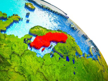 İsveç vurgulanan su ve görünür ülke sınırları ile 3d dünya modeli. 3D çizim.