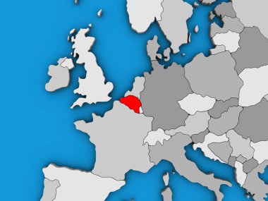 Belçika mavi siyasi 3d dünya üzerinde. 3D çizim.