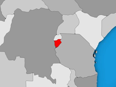 Burundi mavi siyasi 3d dünya üzerinde. 3D çizim.