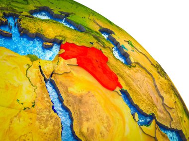 İslami devlet su ve görünür ülke sınırları ile 3d dünya modeli üzerinde vurgulanır. 3D çizim.