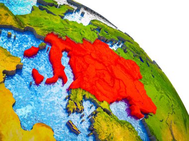 CEI ülkeler Highlighted su ve görünür ülke sınırları ile 3d dünya modeli. 3D çizim.