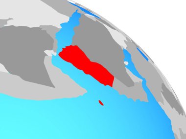 Yemen basit mavi siyasi dünya üzerinde. 3D çizim.
