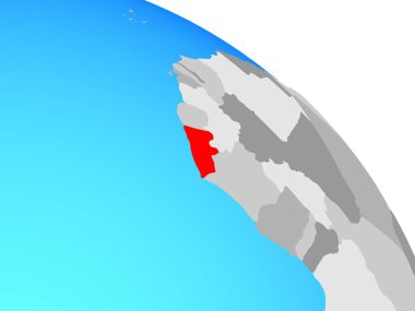 Liberya basit mavi siyasi dünya üzerinde. 3D çizim.