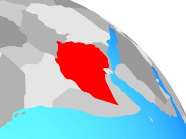 Etiyopya basit mavi siyasi dünya üzerinde. 3D çizim.