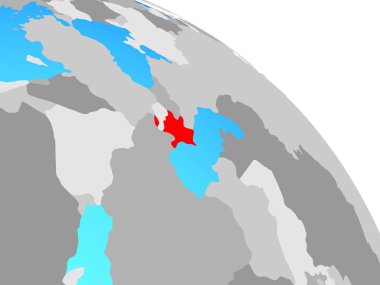 Azerbaycan basit mavi siyasi dünya üzerinde. 3D çizim.