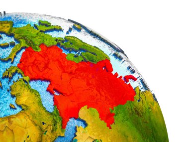 Doğu Avrupa vurgulanan su ve görünür ülke sınırları ile 3d dünya modeli. 3D çizim.
