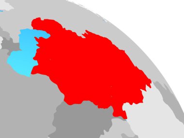 Orta Asya basit mavi siyasi dünya üzerinde. 3D çizim.