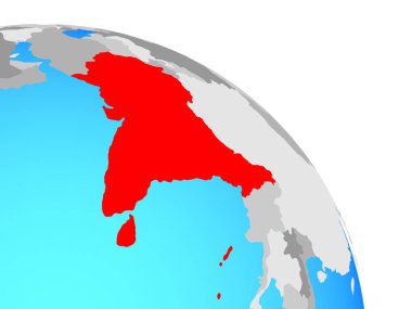 SAARC üyesi Birleşik basit mavi siyasi dünya üzerinde. 3D çizim.