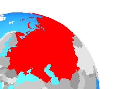 Sovyetler Birliği basit mavi siyasi dünya üzerinde. 3D çizim.