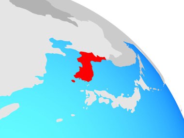 Kore basit mavi siyasi dünya üzerinde. 3D çizim.