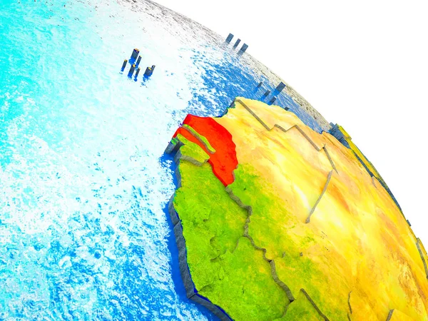 Сенегал Виділені Моделі Землі Водою Видимих Кордони Ілюстрація — стокове фото