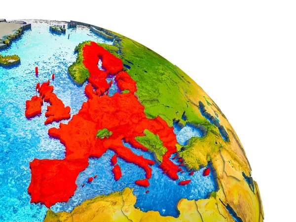 Unione Europea Evidenza Sul Modello Earth Con Acqua Confini Nazionali — Foto Stock