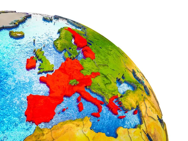 Єврозона Держав Членів Highlighted Моделі Землі Водою Видимих Кордони Ілюстрація — стокове фото