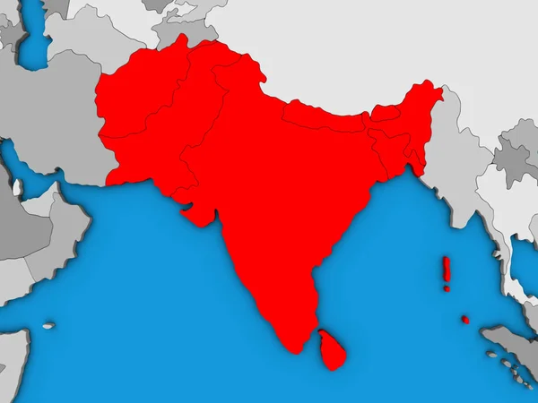 Zuid Azië Blauwe Politieke Globe Illustratie — Stockfoto