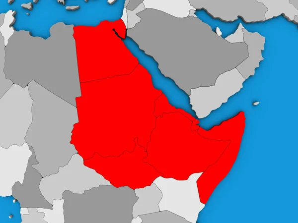 Северо Восточная Африка Голубом Политическом Глобусе Иллюстрация — стоковое фото