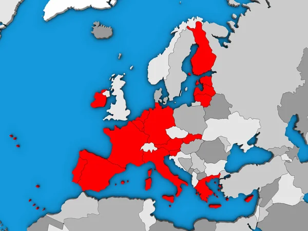 Stati Membri Dell Eurozona Sul Globo Blu Politico Illustrazione — Foto Stock