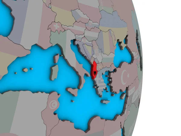 Албания Встроенным Национальным Флагом Простом Политическом Глобусе Иллюстрация — стоковое фото