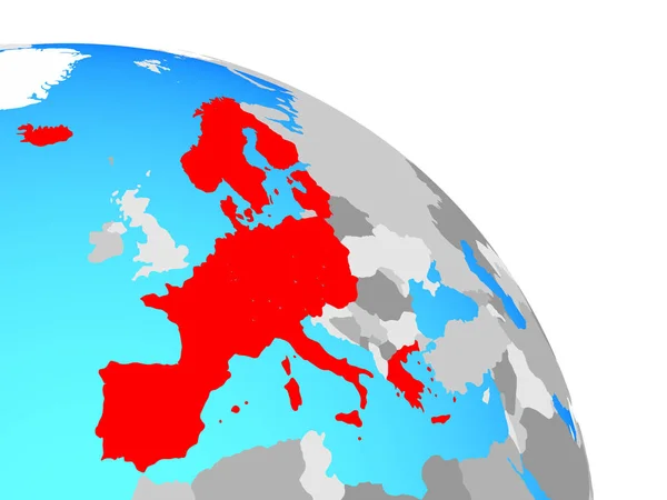 Członkowie Strefy Schengen Prosty Niebieski Globus Polityczny Ilustracja — Zdjęcie stockowe