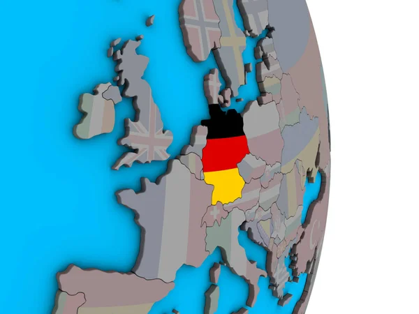 Germany Embedded National Flag Simple Political Globe Illustration — Stock Photo, Image