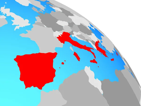 Південна Європа Простий Синій Політичних Земної Кулі Ілюстрація — стокове фото