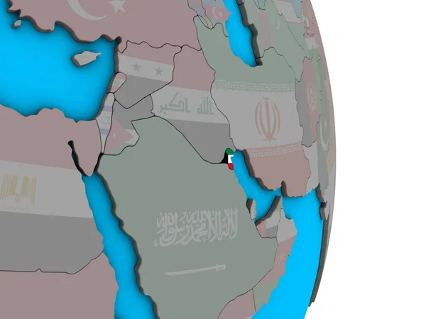 Kuwait Mit Eingebetteter Nationalflagge Auf Einem Simplen Politischen Globus Illustration — Stockfoto