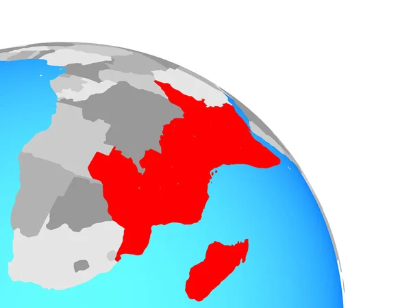 Oost Afrika Eenvoudige Blauwe Politieke Wereldbol Illustratie — Stockfoto