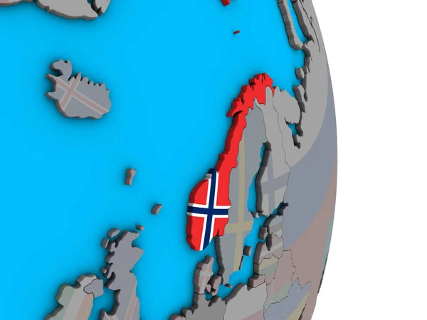 Noruega Con Bandera Nacional Incrustada Simple Globo Político Ilustración —  Fotos de Stock