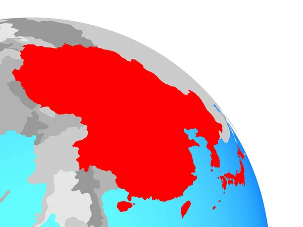Azja Wschodnia Prosty Niebieski Globus Polityczny Ilustracja — Zdjęcie stockowe