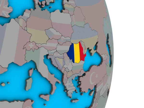 Rumänien Med Inbäddade Flagga Enkla Politiska Klot Illustration — Stockfoto