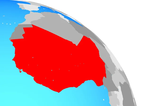 Západní Afrika Jednoduché Modré Politické Globe Obrázek — Stock fotografie